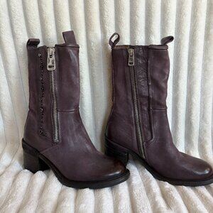 A.S.98 boot in eggplant/marroon - Jackie Studded Boot